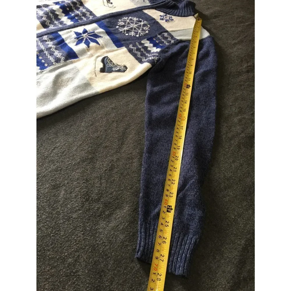 Vintage Classic Elements Christmas Front Zip Cardigan Sweater